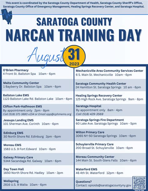 Saratoga County to host countywide Narcan trainings